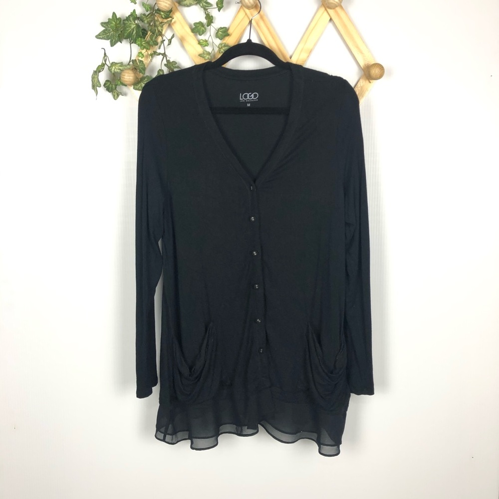 LOGO Lori Goldstein | black flowy cardigan